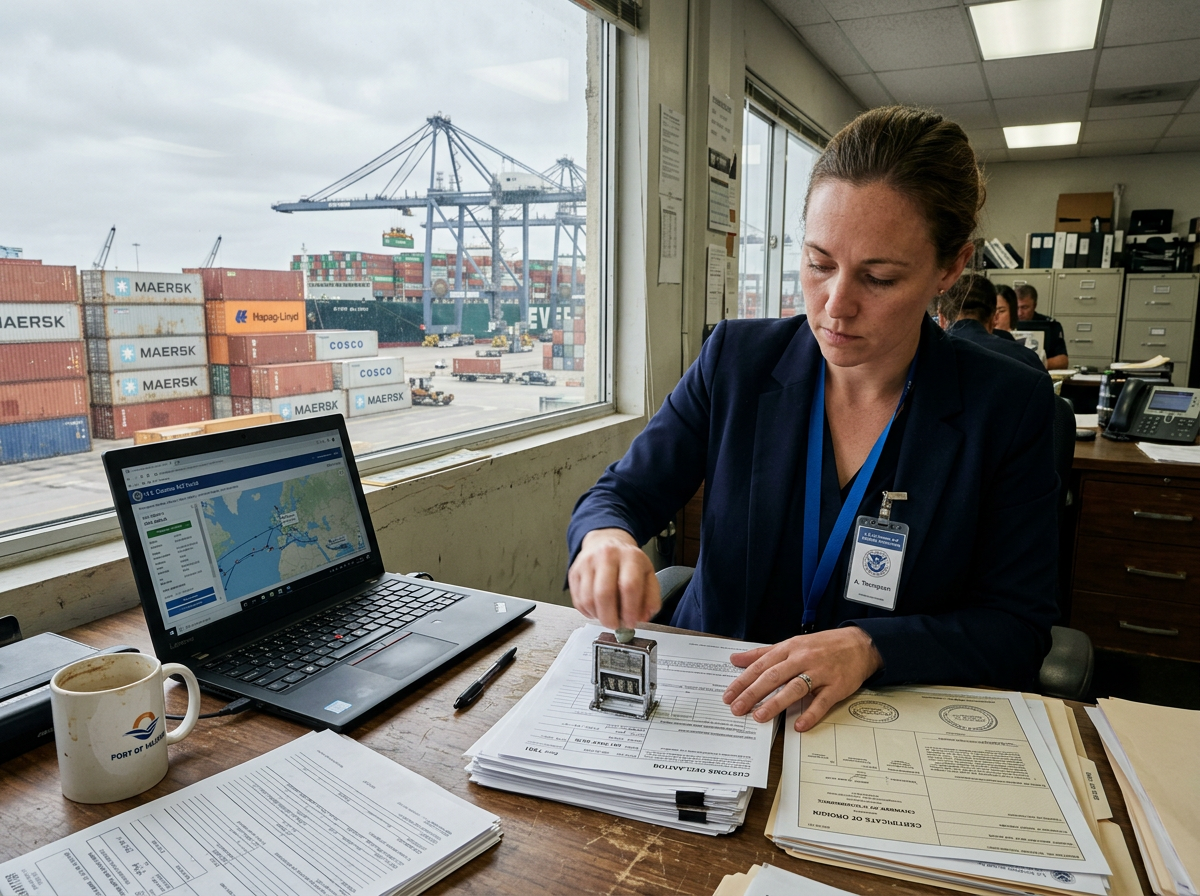 Cargo containers at port